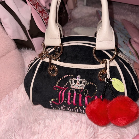 Juicy Couture Dreamy Black and White Satchel with Pink Accents - Picture 7 of 7